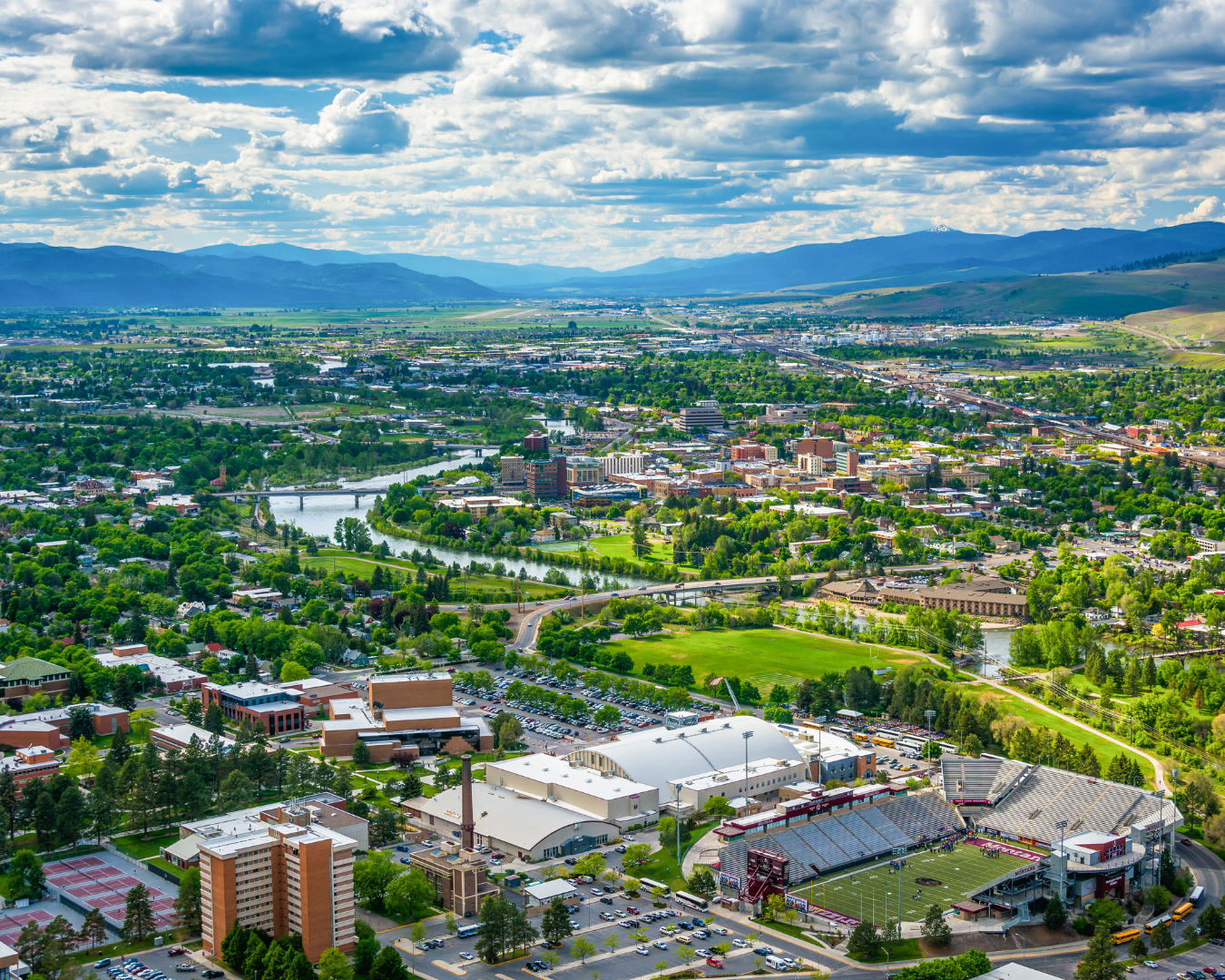 Aerial view of Missoula, Montana